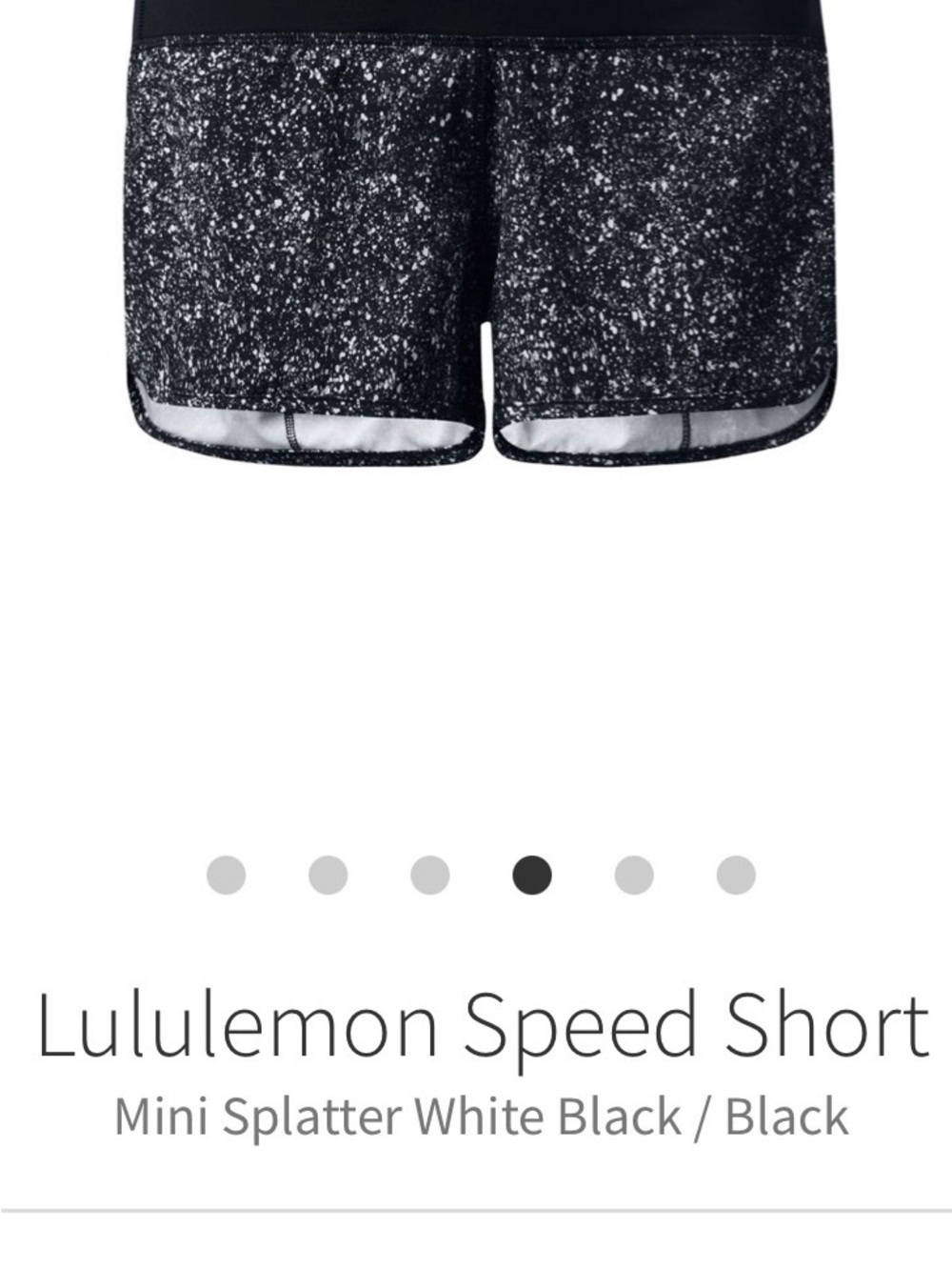 Lululemon Speed Short - Mini Splatter White/Black size 6